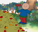 Caillou râtelle les feuilles