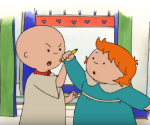 Caillou surveille sa petite soeur